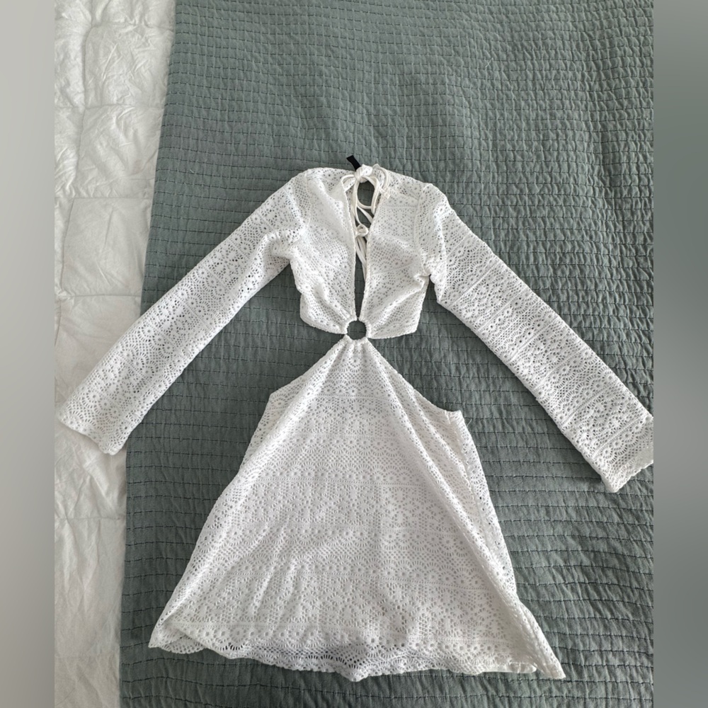 White Eyelet Long Sleeve Dress